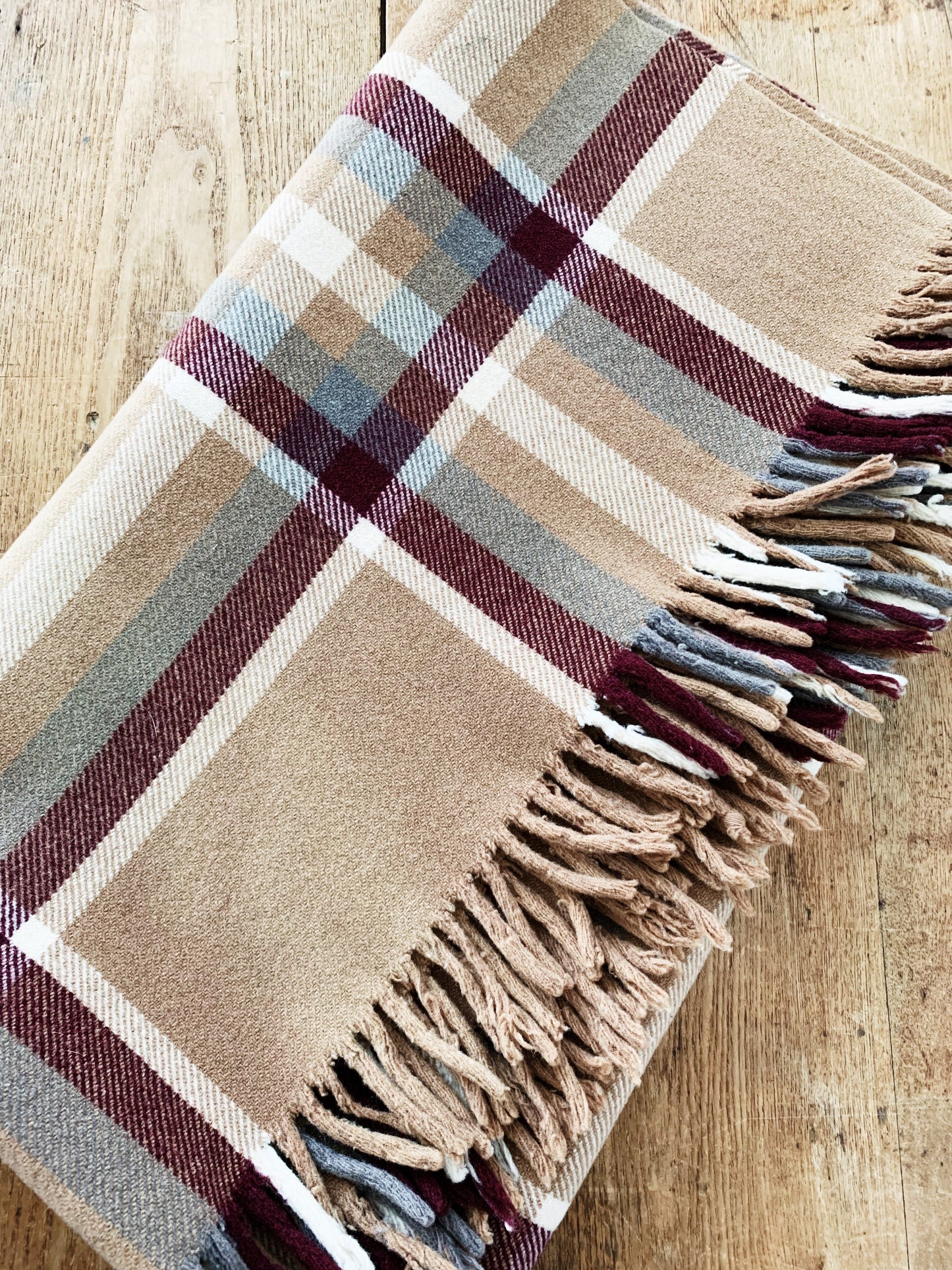 Vintage Wool Plaid Blanket