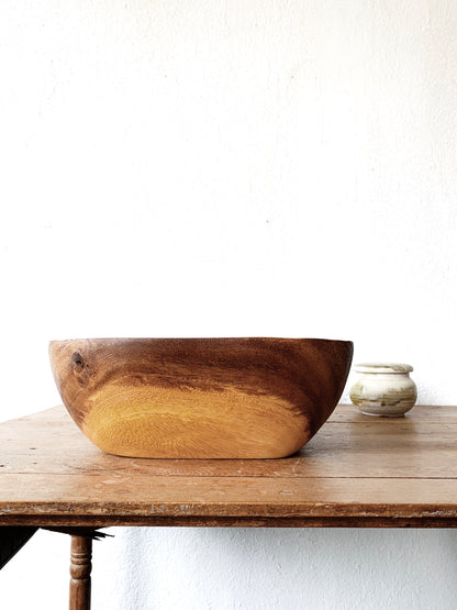 Vintage Square Wood Salad Bowl
