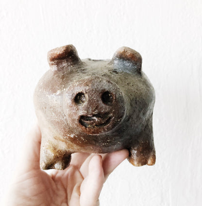 Vintage Primitive Clay Piggy Bank