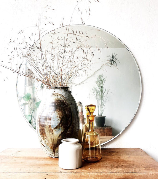 Vintage Round Industrial Edge Mirror