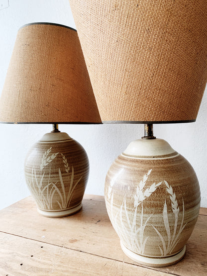 Vintage Pottery Lamp with Shade