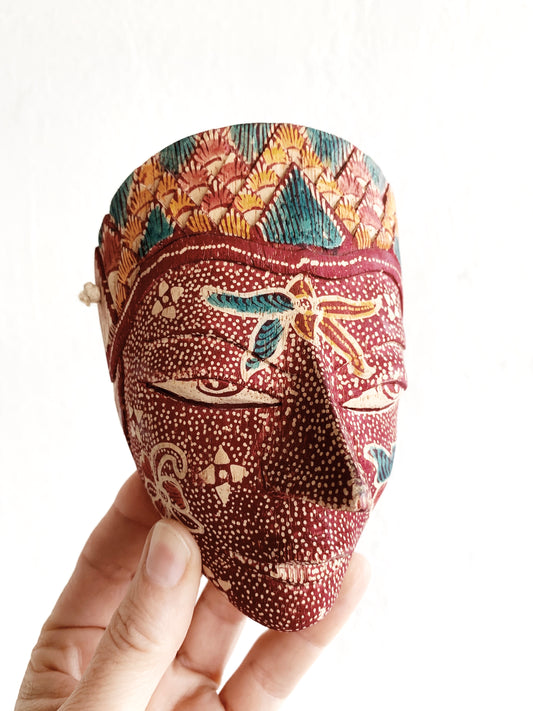 Vintage Hand Painted Carved Wood Mask