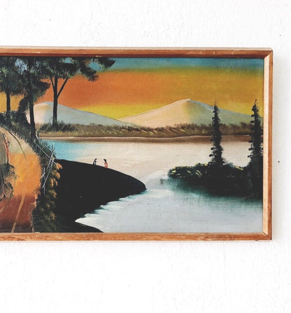 Vintage Folk Landscape Painting