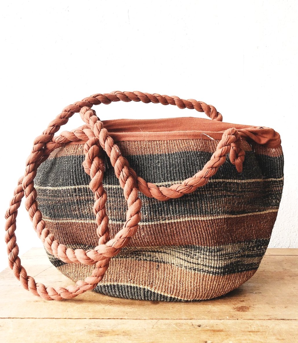 Large Vintage Woven Straw Tote