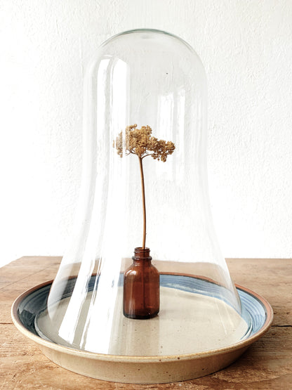 Vintage Glass Cloche with Potters Art Plate