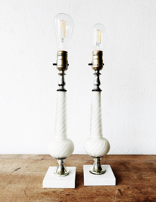 Vintage Glass Lamp Pair