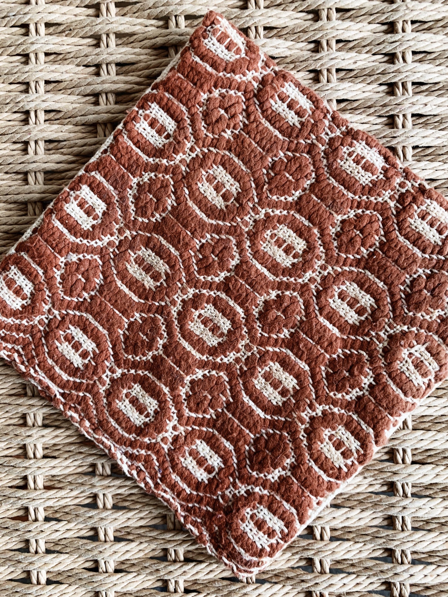 Vintage Overshot Woven Hot Pad