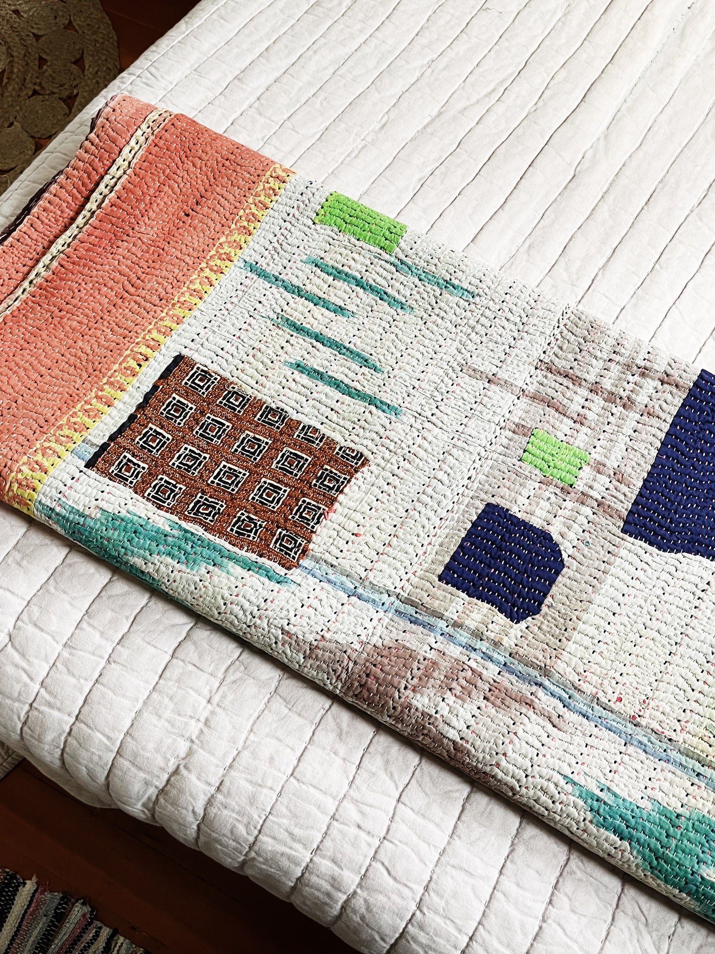 Handmade Cotton Kantha Quilt