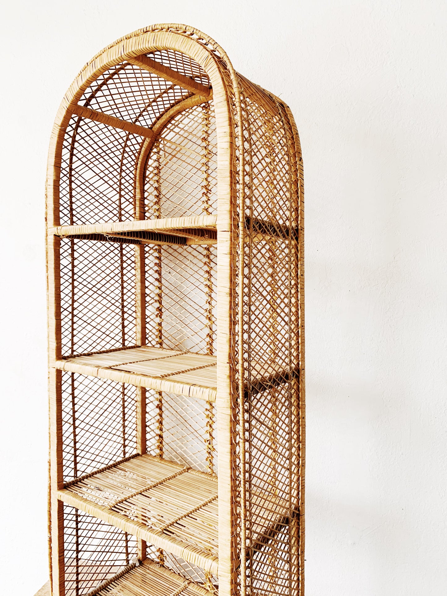 Vintage Arched Wicker Shelf