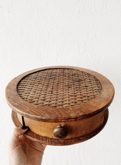 Vintage Handmade Round Wood Box