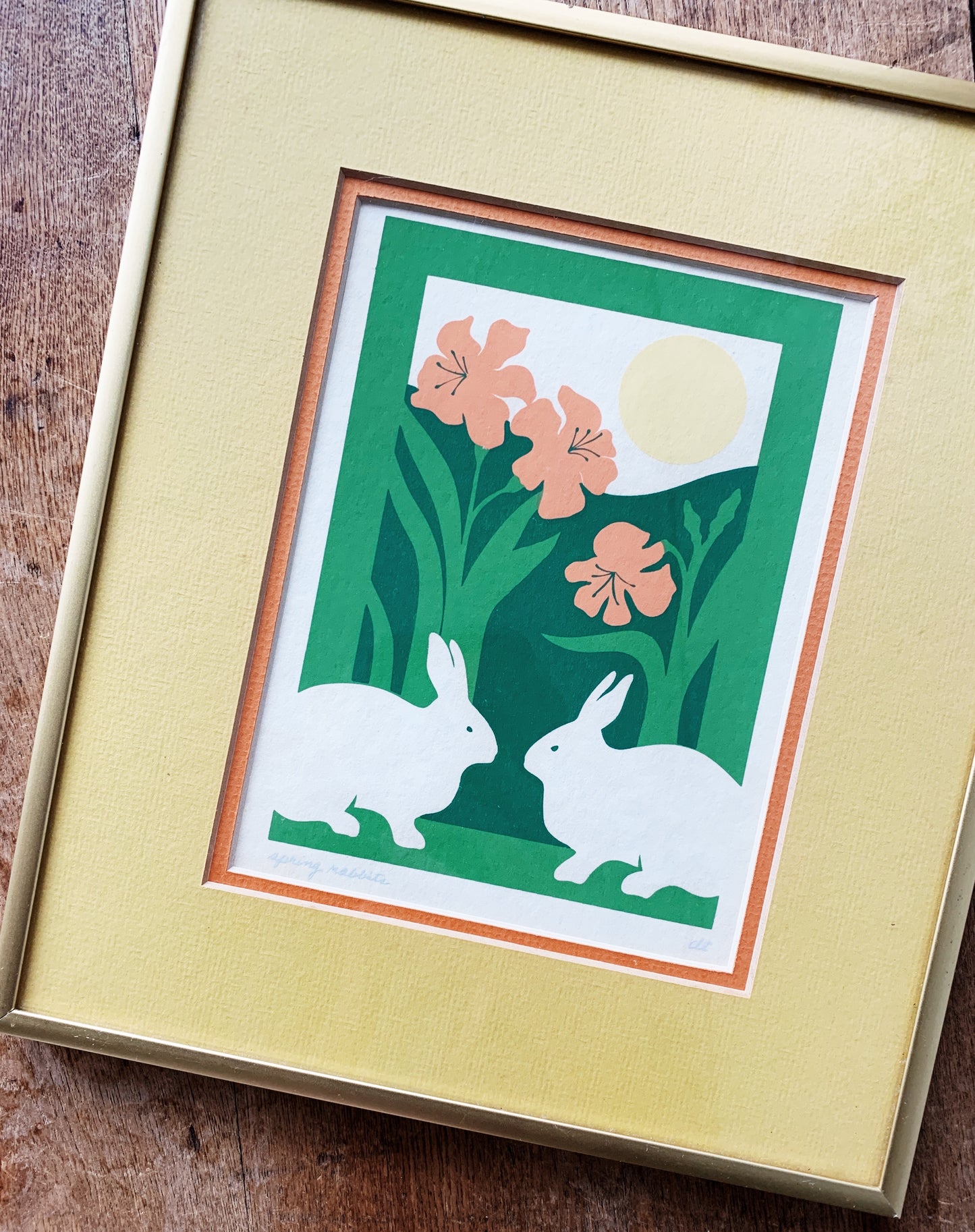Original Signed Vintage Print ‘Spring Rabbits’