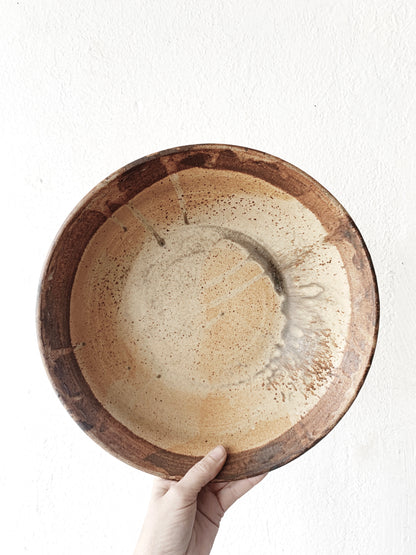 Large Pottery Bowl with Olive Wood Servers