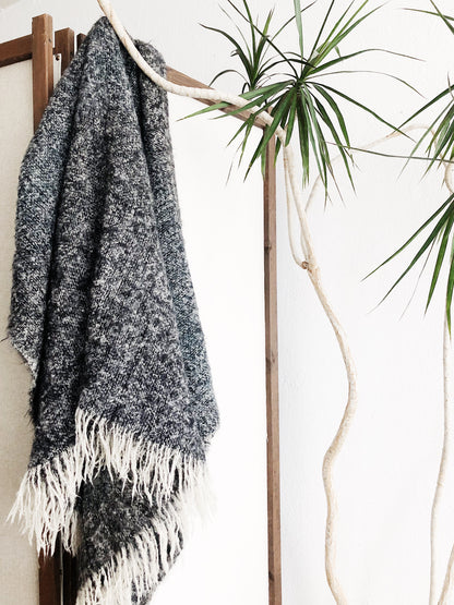 Vintage Salt and Pepper Wool Blanket