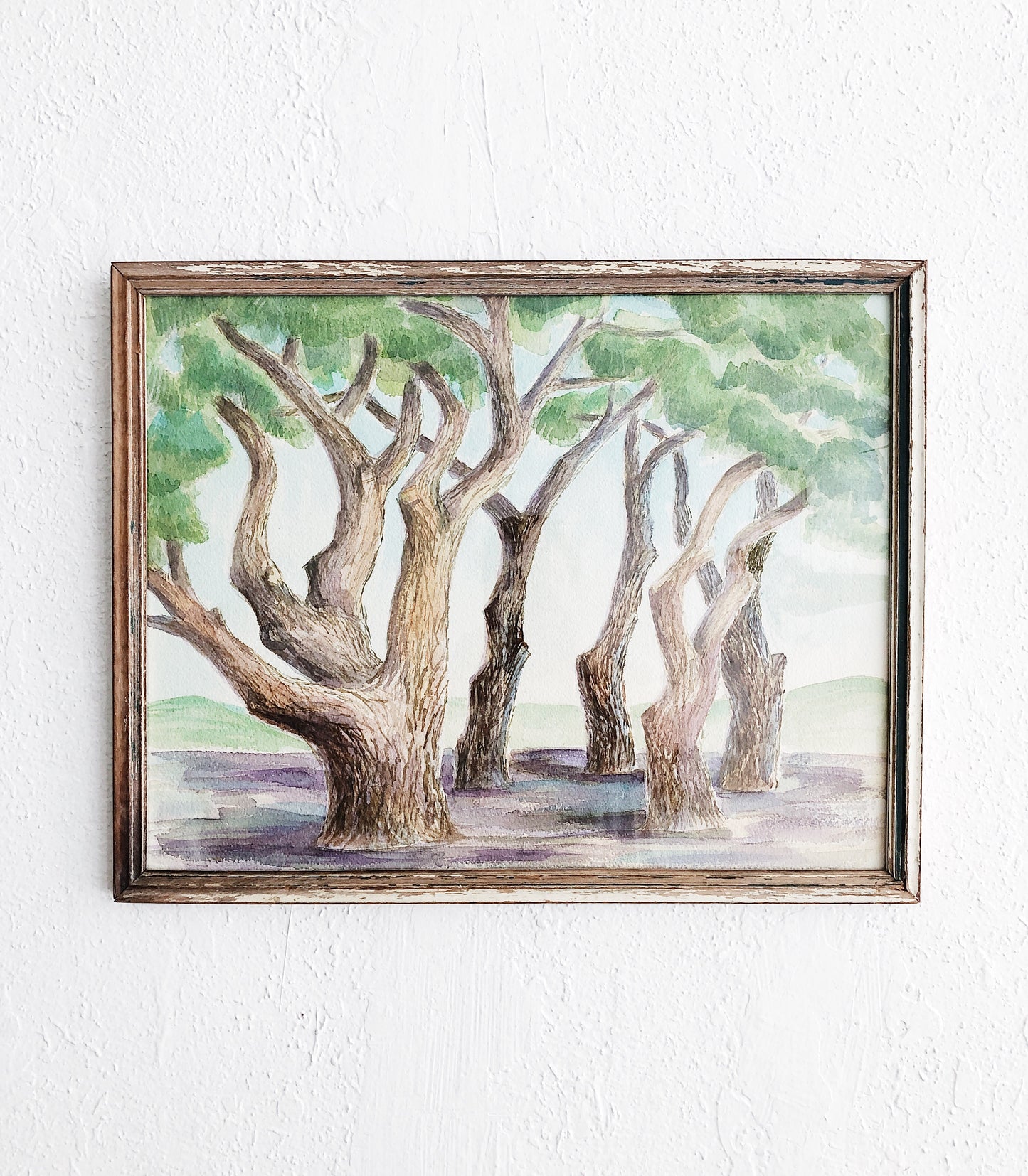 Vintage Tree Grove Landscape Painting
