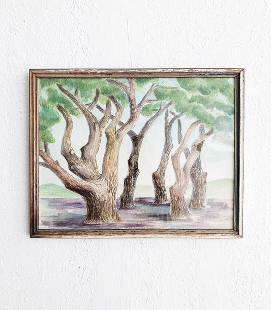 Vintage Tree Grove Landscape Painting