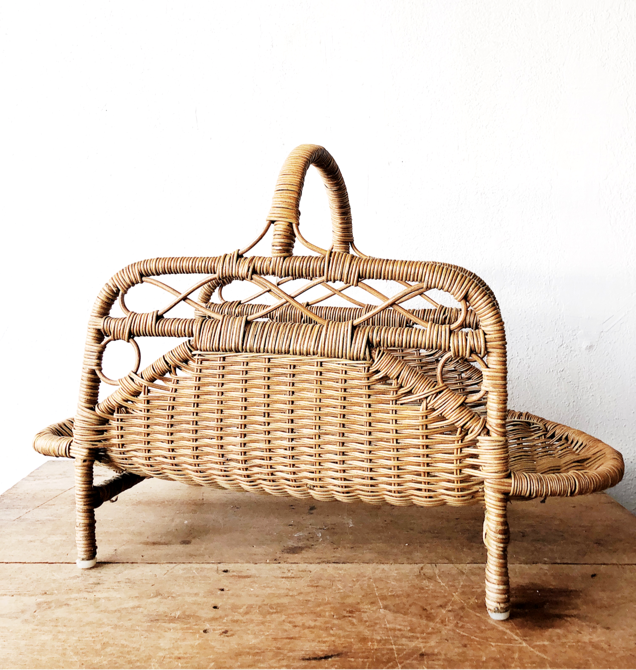 Vintage Woven Kindling Rack