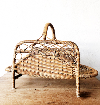 Vintage Woven Kindling Rack