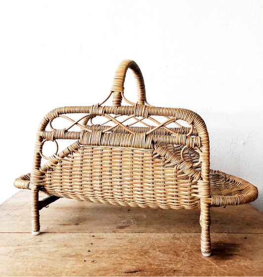 Vintage Woven Kindling Rack
