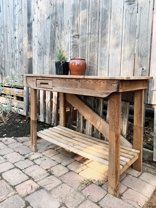 Vintage Wood Kitchen Island or Potting Bench