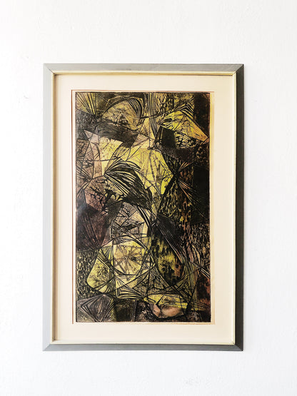 RESERVED Vintage Intaglio Collograph Print
