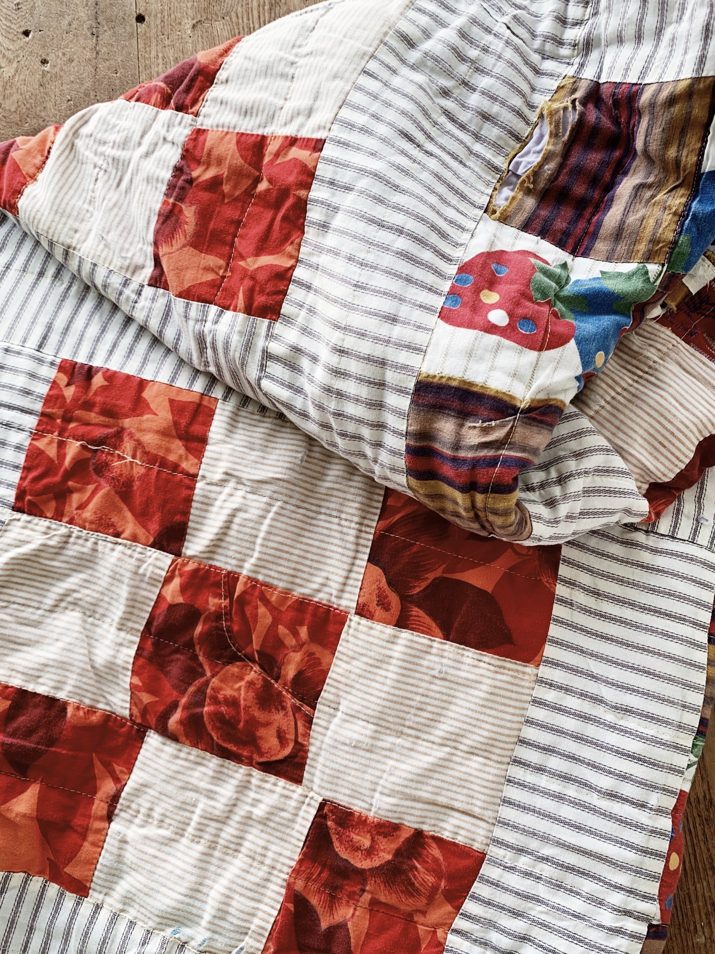 Antique Hand Sewn Cotton Patchwork Quilt