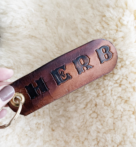 Vintage Leather Herb Key Chain