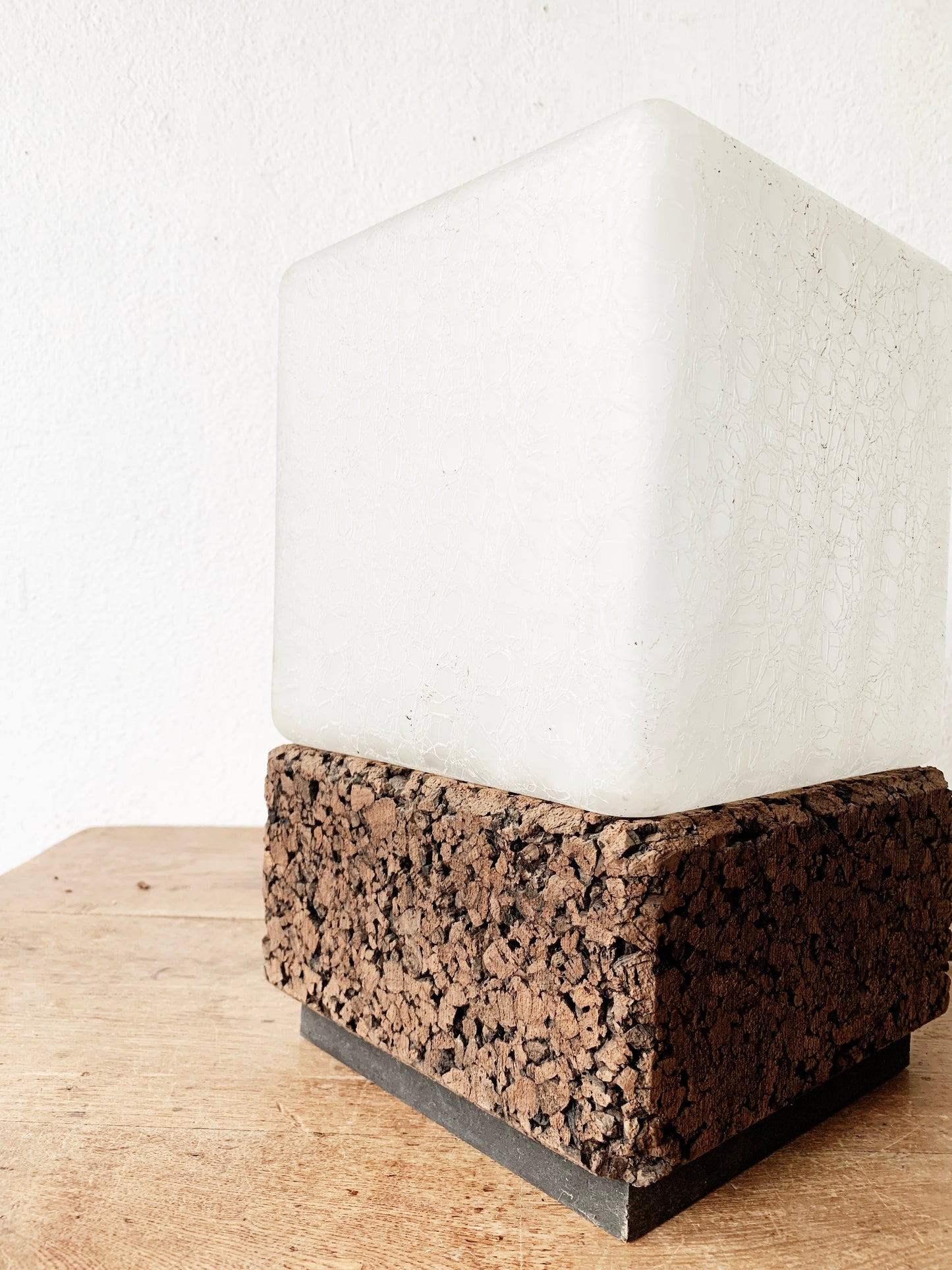 1960’s Cork and Glass Cube Lamp