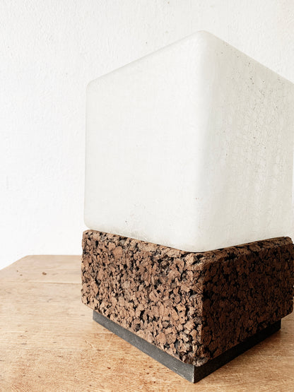 1960’s Cork and Glass Cube Lamp