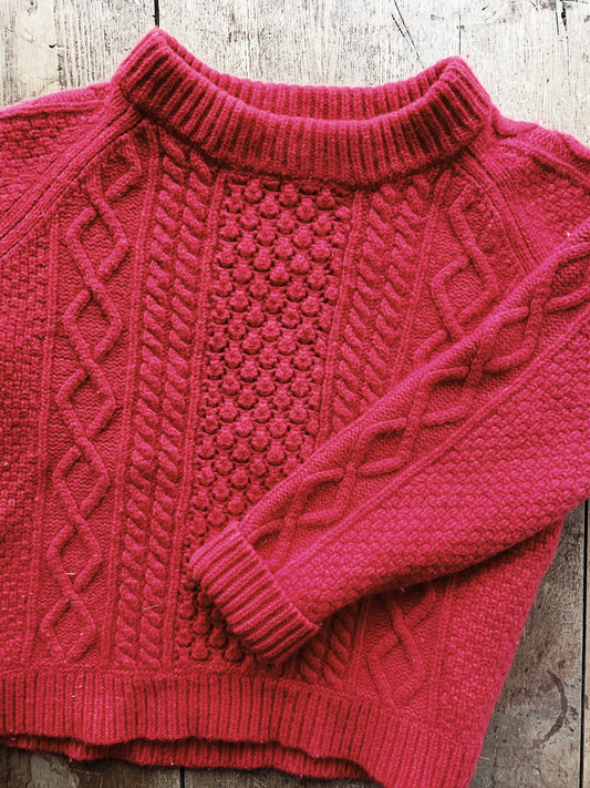 Lands End Wool Cable Knit Sweater