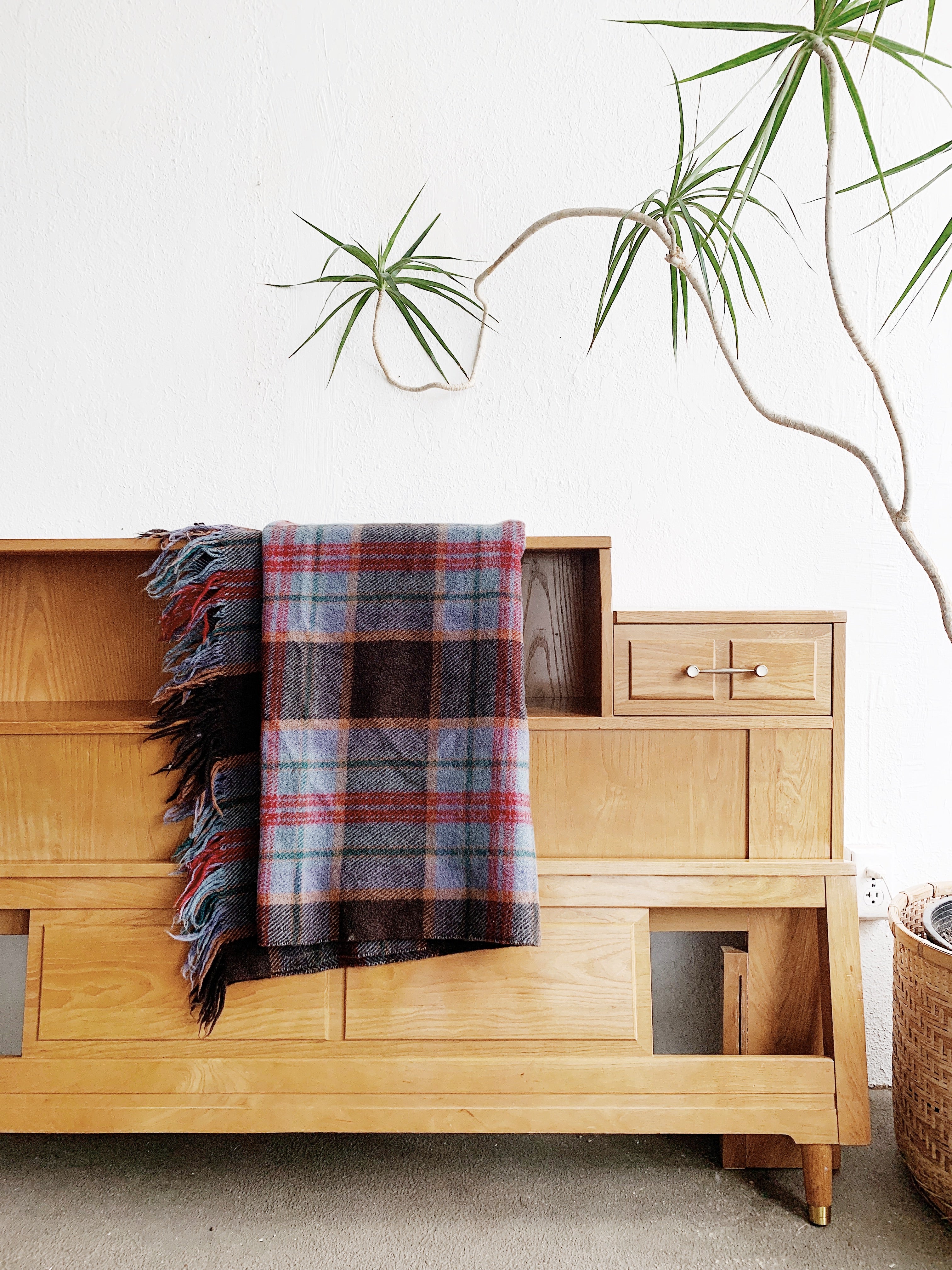 Vintage Wool Plaid Camp Blanket