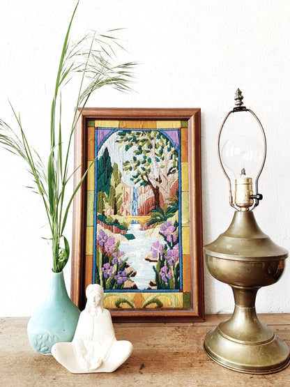 Vintage Framed Needlepoint Landscape