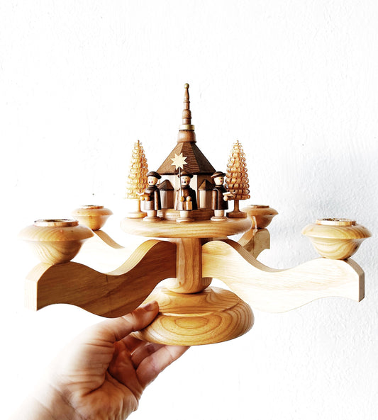 Vintage Wood Advent Candelabra