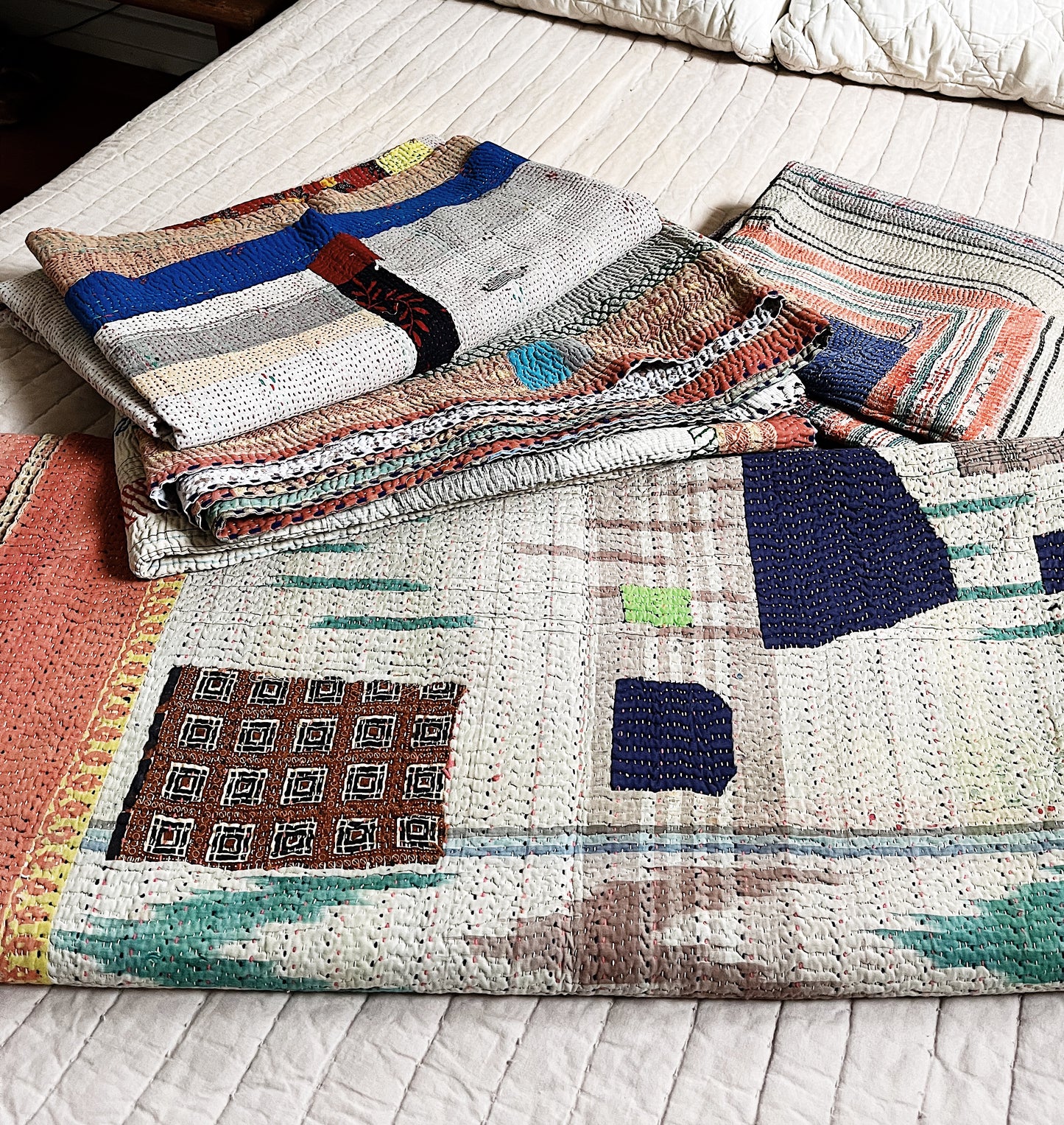 Handmade Cotton Kantha Quilt
