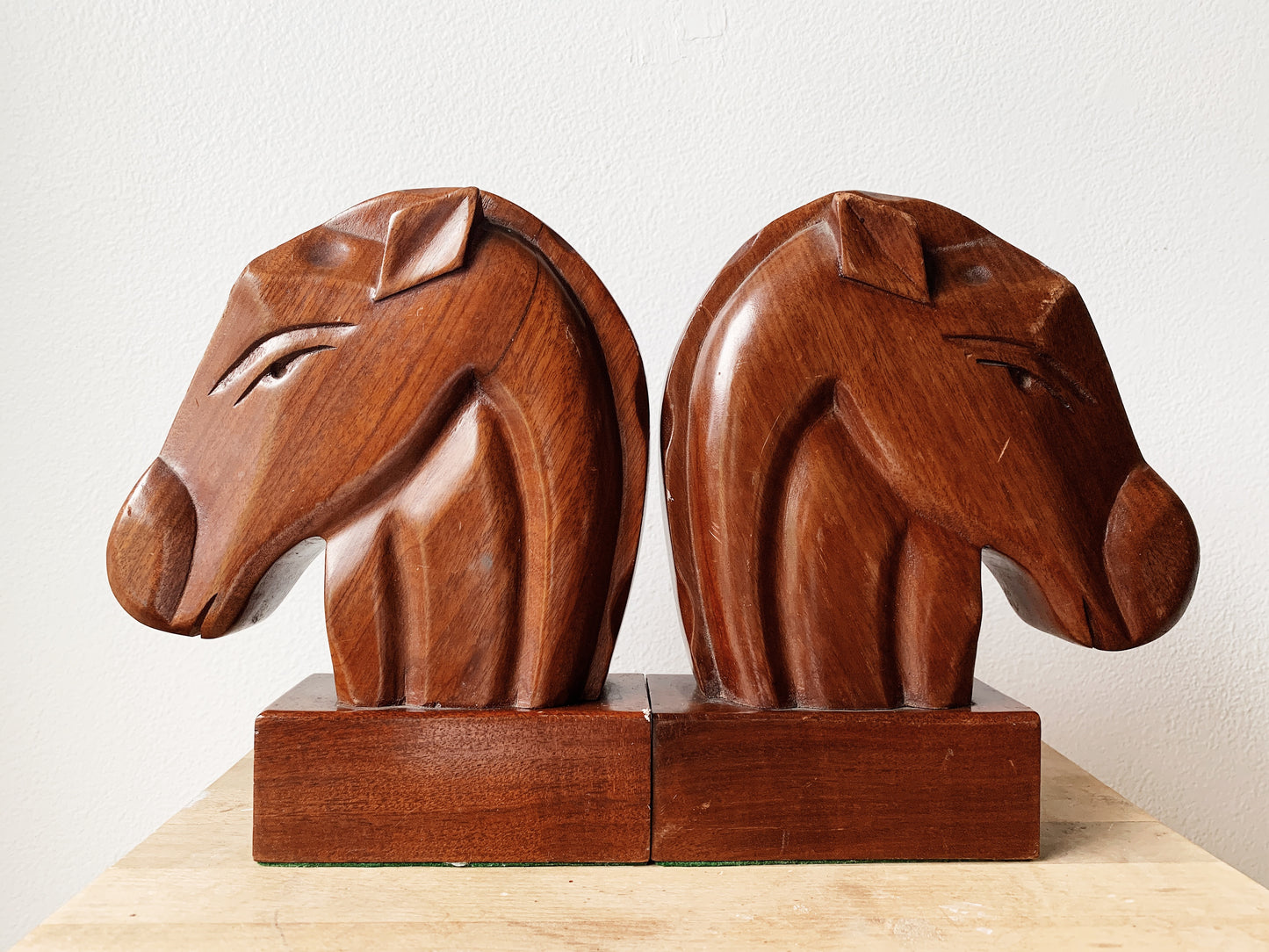 Vintage Carved Wood Bookends
