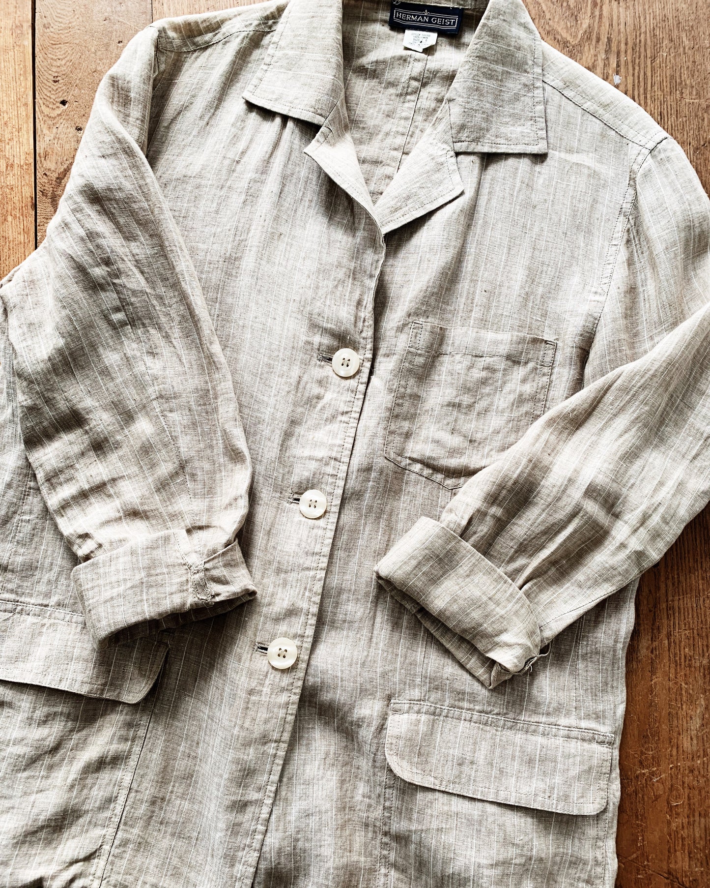 Vintage Pinstriped Linen Blazer