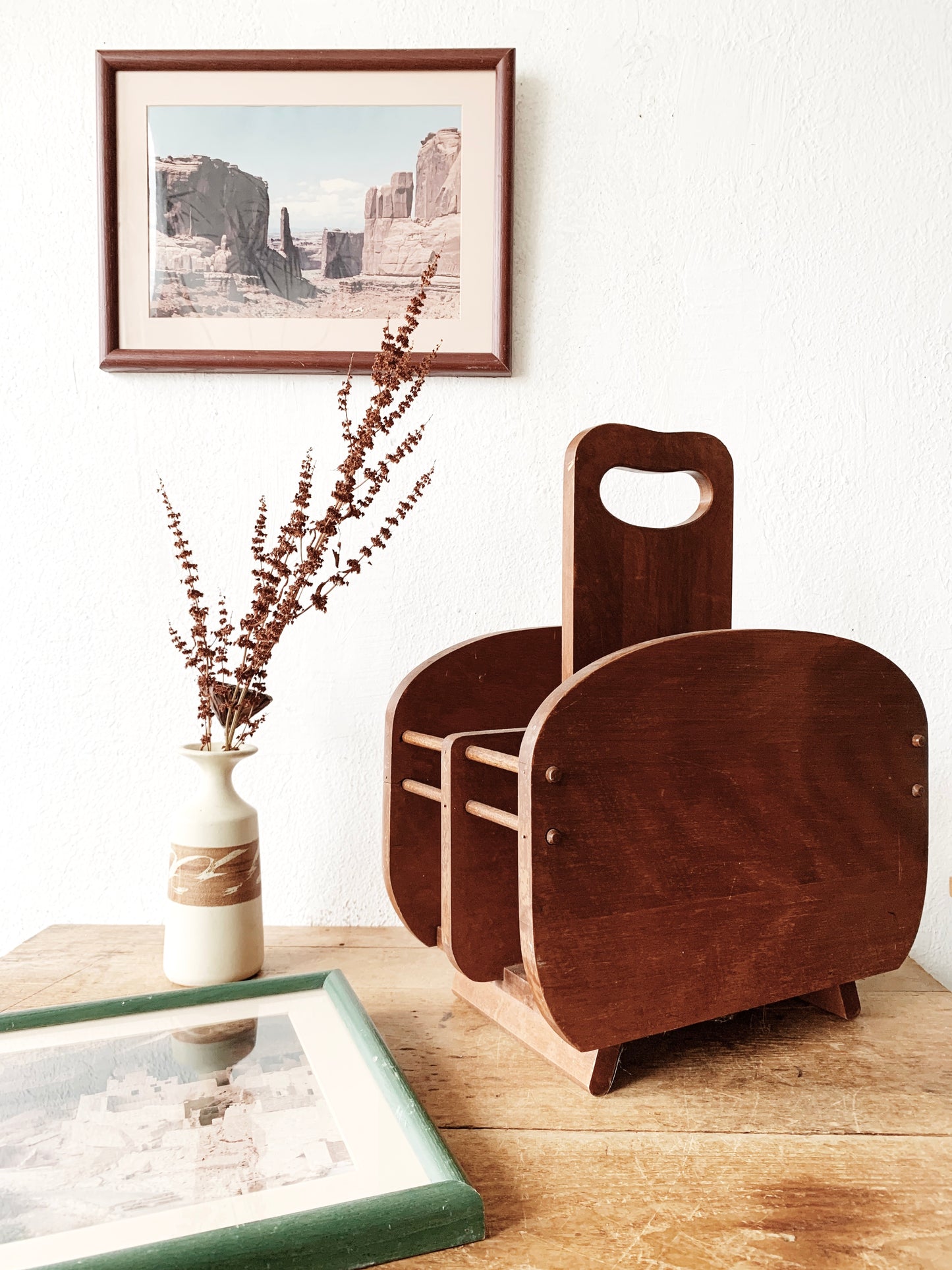 Vintage Wood Magazine Rack