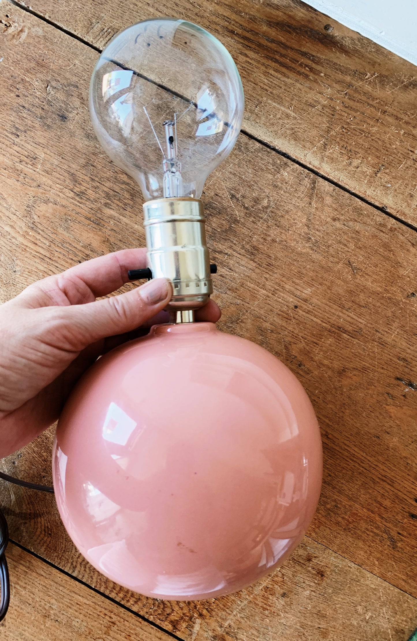 Vintage Pink Ceramic Orb Lamp