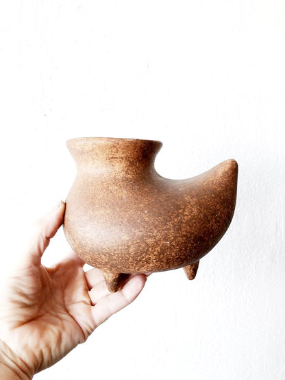 Vintage Mexican Clay Footed Vessel