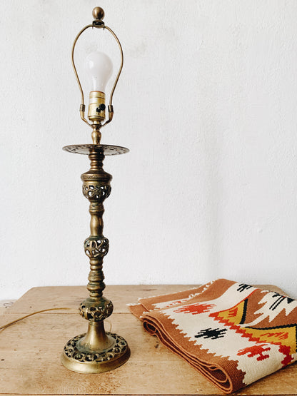 Vintage Brass Filigree Lamp