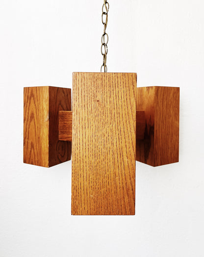 Vintage 1970s Wood Pendant Lamp