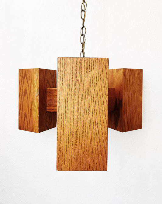 Vintage 1970s Wood Pendant Lamp