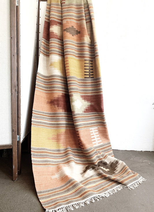 Gorgeous Large Flat Weave Wool Dhurrie Rug 9x12 ft