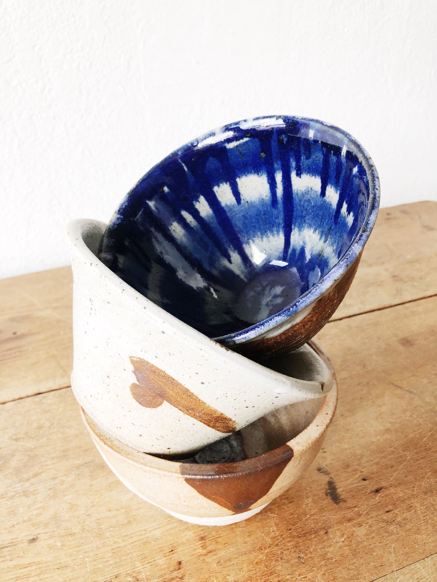 Trio of Heavy Vintage Stoneware Bowls