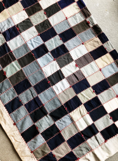 Antique Silk and Wool Patchwork Quilt