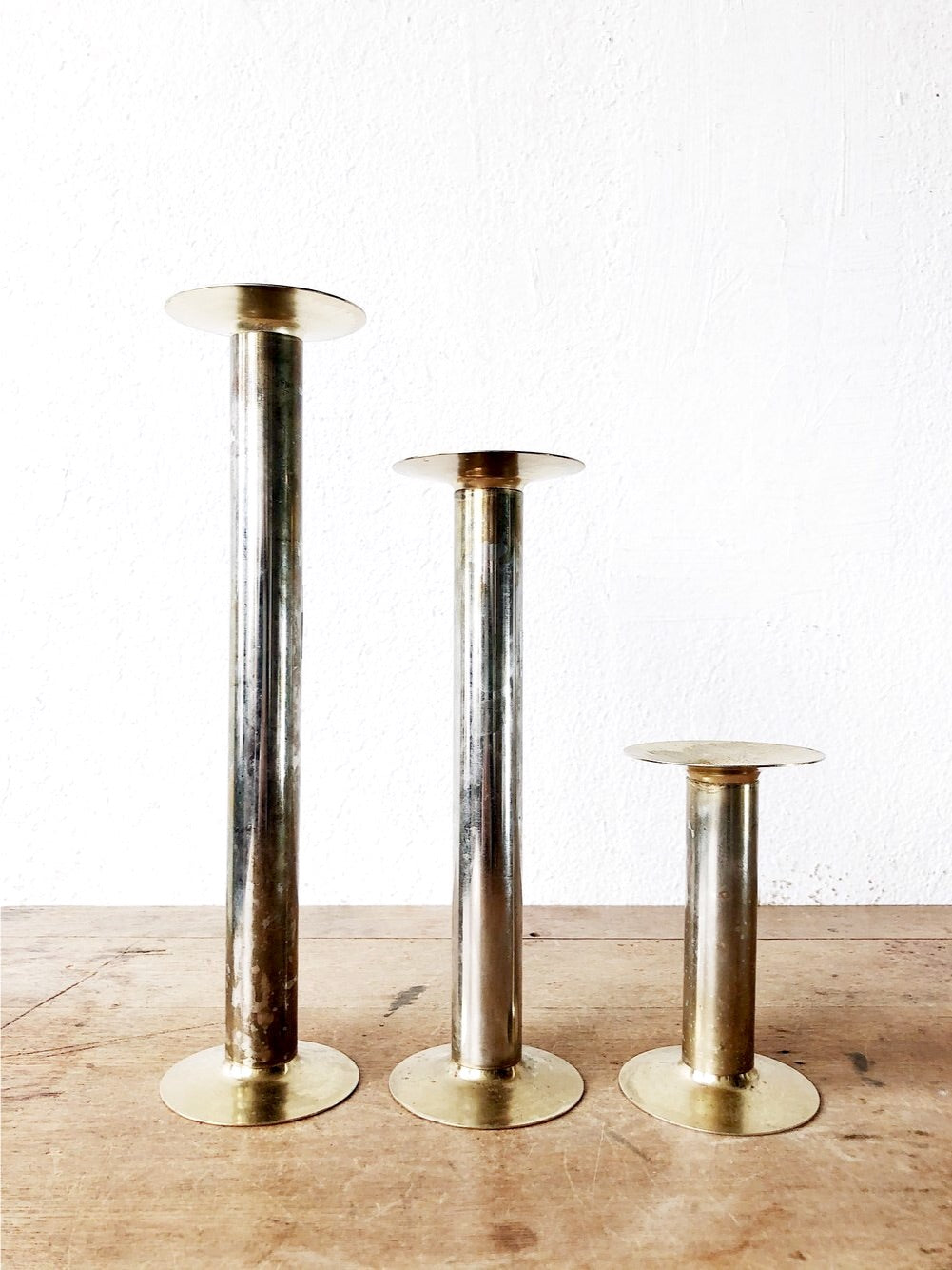 Vintage Trio of Modernist Candlesticks