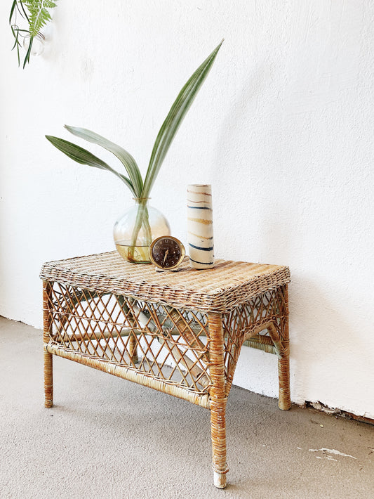 Petite Vintage Wicker Table