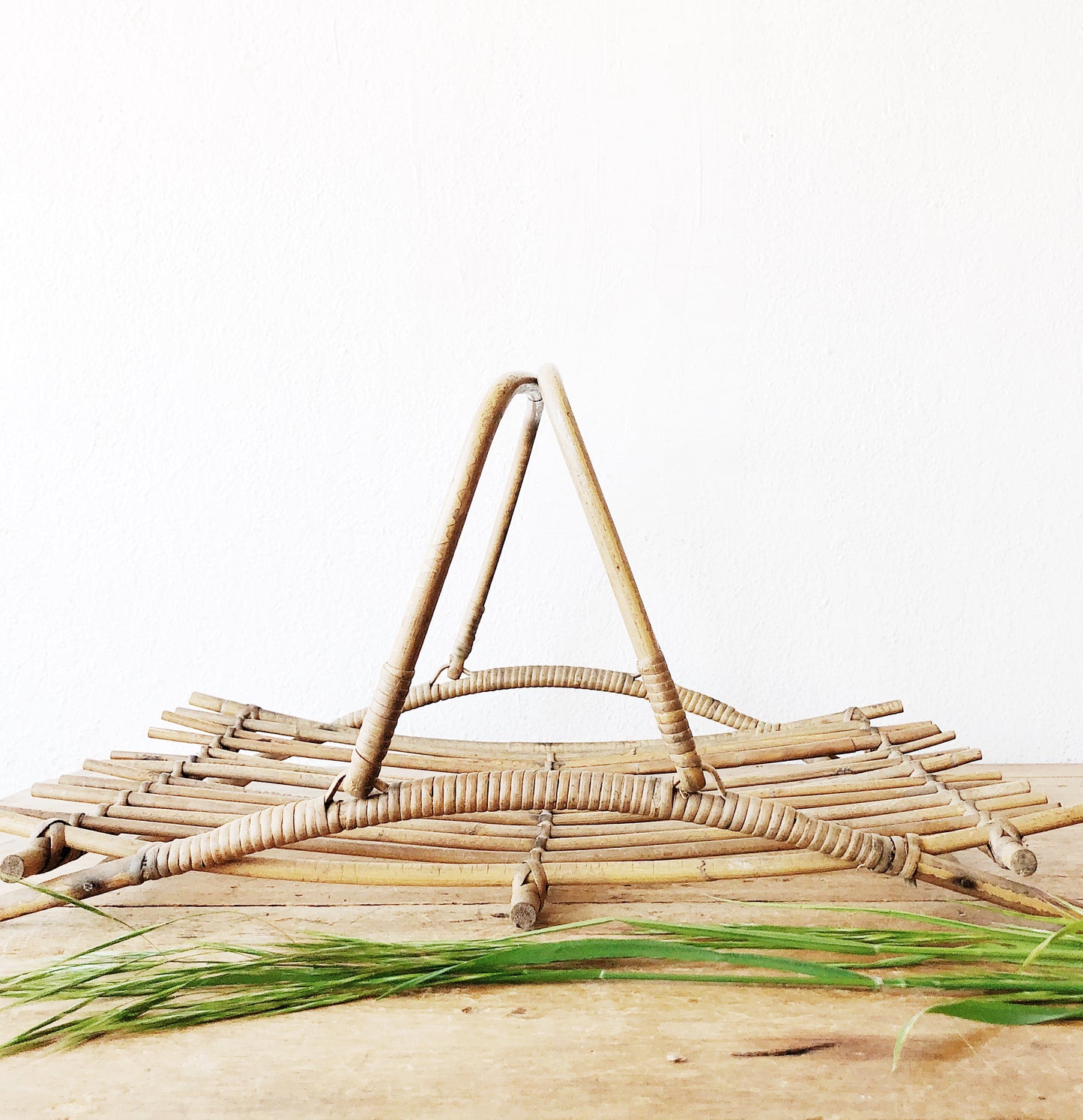 Vintage Bamboo Gathering Basket