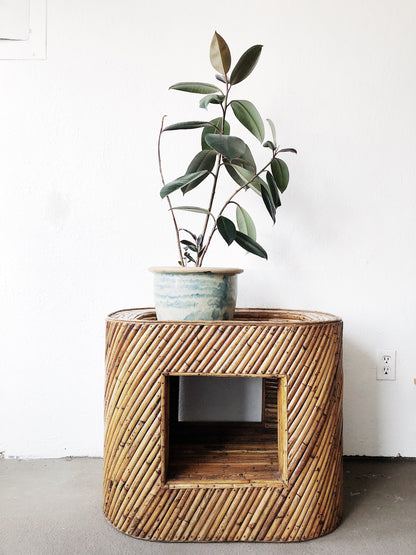Vintage 1970s Bamboo Planter Table