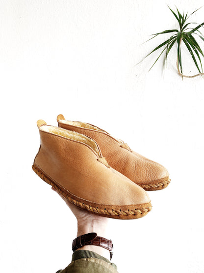 Shearling Lined Leather Slippers