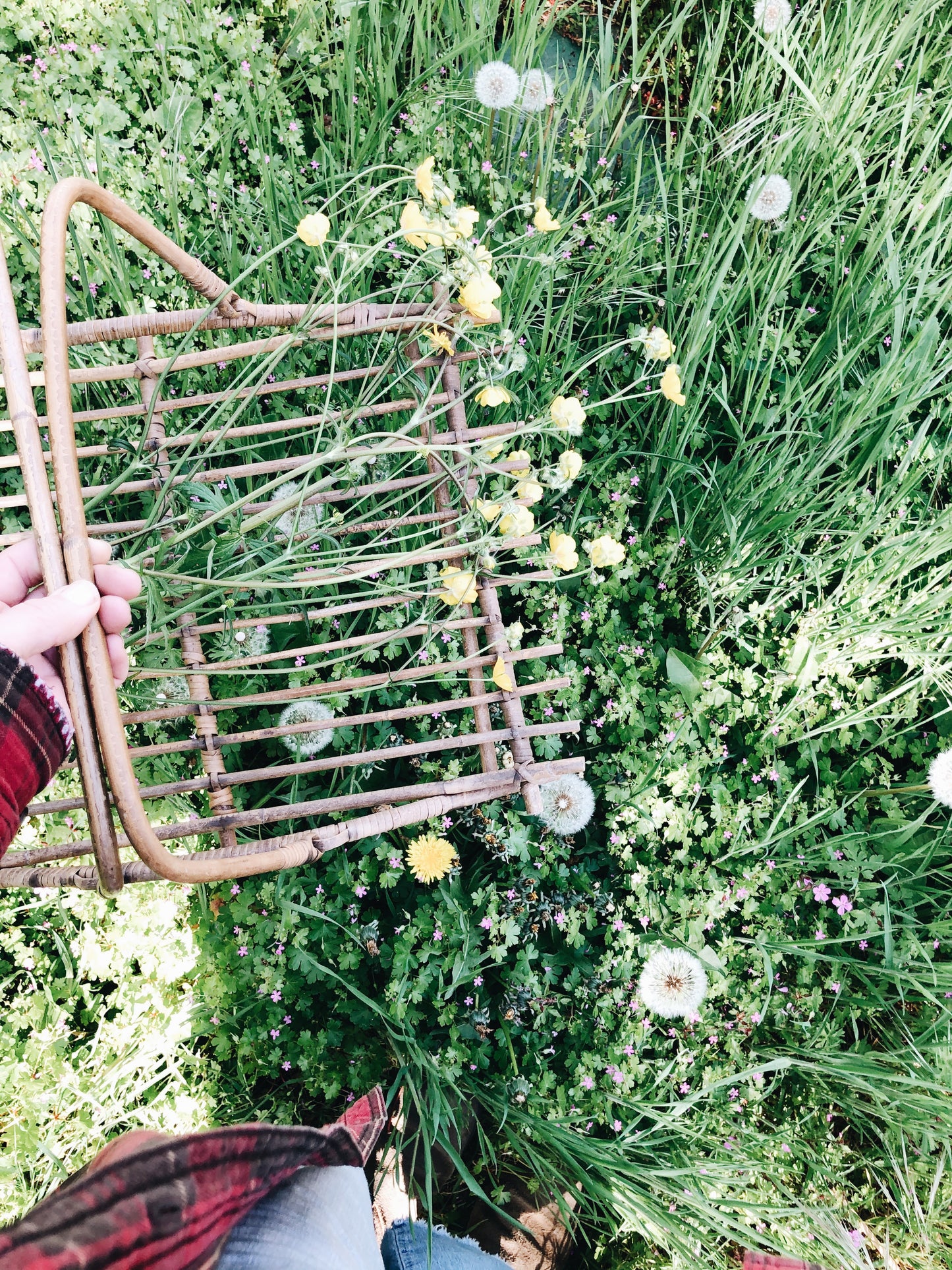 Vintage Bamboo Gathering Basket
